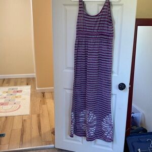 Prana Purple and Gray Striped maxi dress